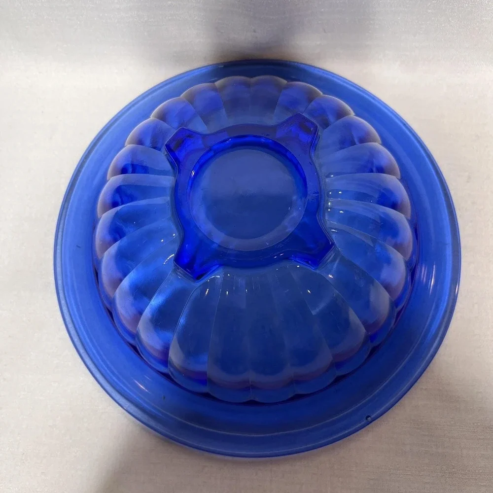 VTG Nest Of 4 Hazel Atlas PILLAR OPTIC Cobalt Blue Mixing Bowl Set